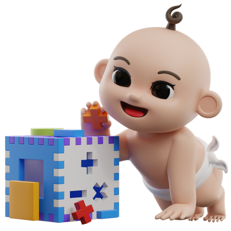 Baby With Educational Toy  3D Illustration