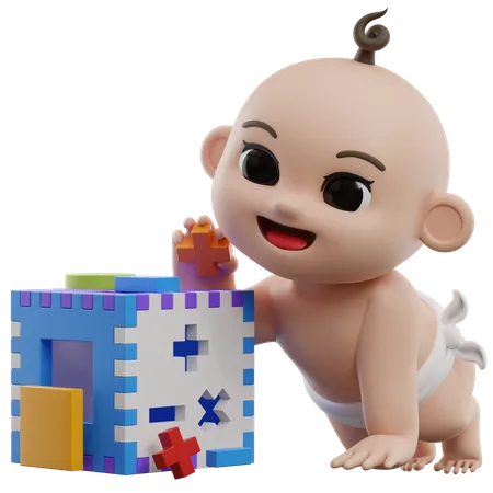 Baby With Educational Toy  3D Illustration