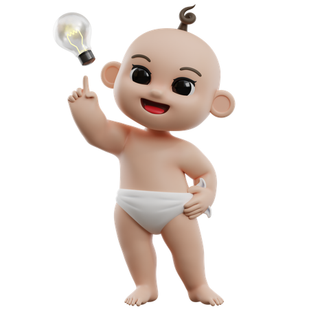 Baby With Light Bulb  3D Illustration