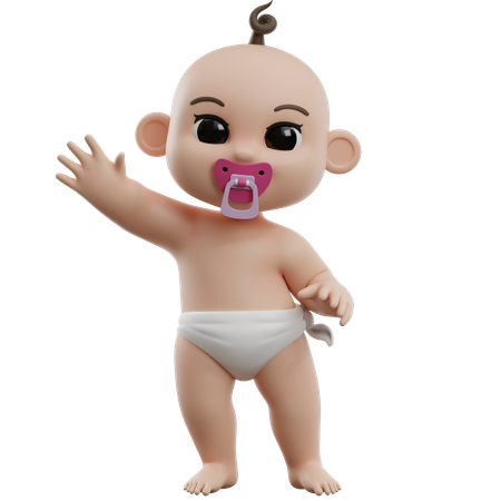 Baby With Pacifier  3D Illustration