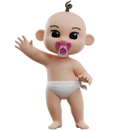 Baby With Pacifier  3D Illustration