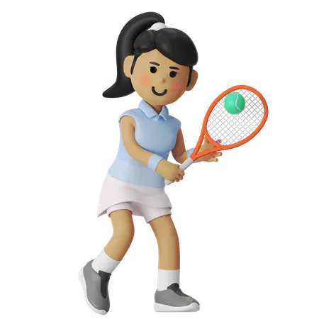 Jogadora de tênis de backhand  3D Illustration