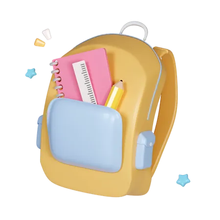 3 D Bag Backpack School Education Icon Isolated On Background 3 D Rendering Illustration Clipping Path Of Each Element Included 3D Icon