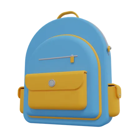 Blue School Bag 3D Icon