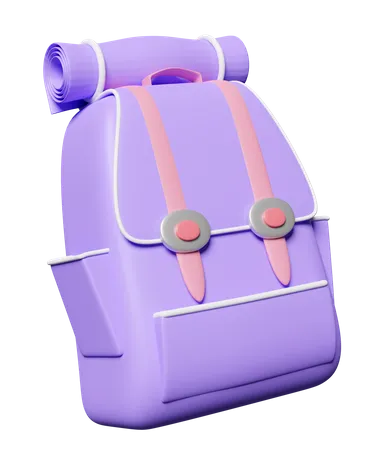 3 D Purple Backpack School Bag Floating Icon Isolated Back To School Travel Concept 3D Icon