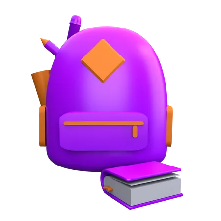 Backpack And Book  3D Icon