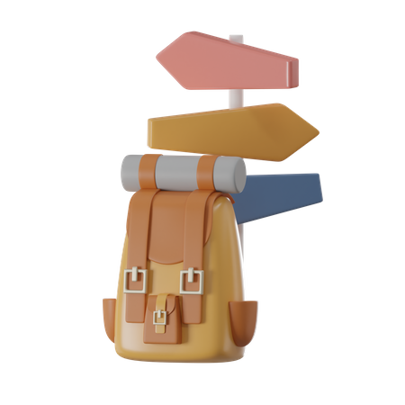 Backpack And Signpost  3D Icon