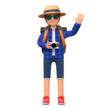 Backpacker clicking pictures  3D Icon