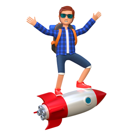 Backpacker launching business  3D Icon