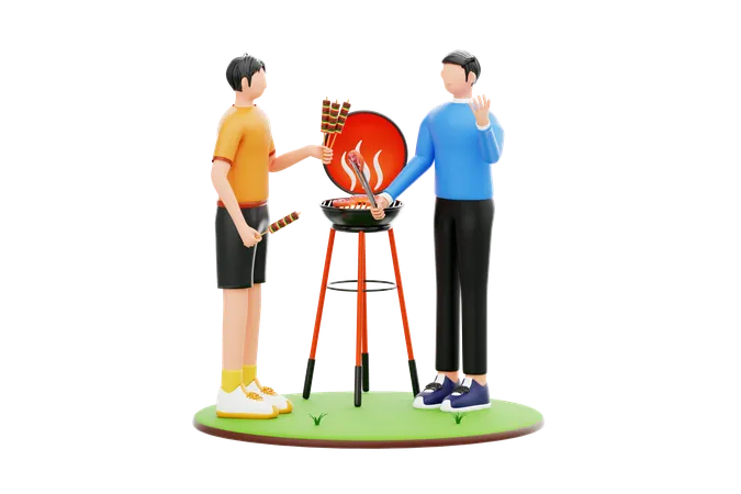 Backyard Bbq Party  3D Illustration