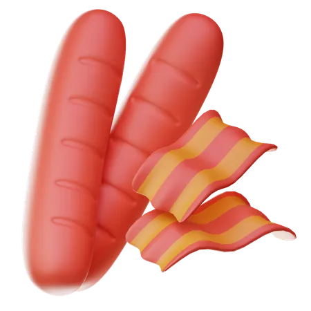 Bacon And Sosis  3D Icon