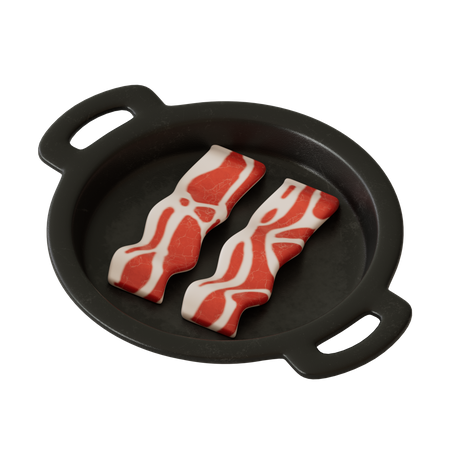 Bacon dans une poêle  3D Illustration