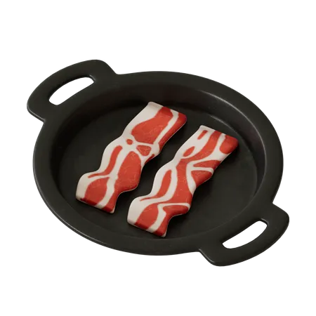 Bacon dans une poêle  3D Illustration