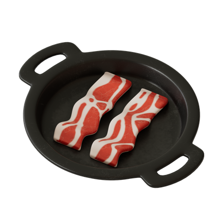 Bacon In Pan  3D Illustration