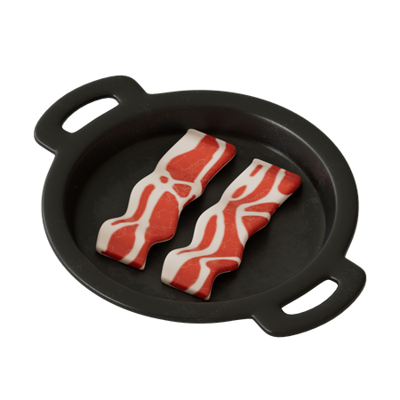 Bacon In Pan 3D Illustration