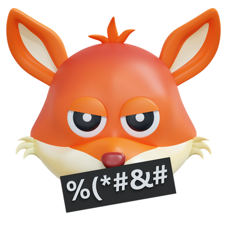 Bad Mouth Fox Emoticon  3D Icon