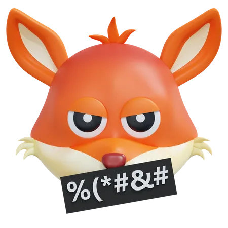 Bad Mouth Fox Emoticon  3D Icon