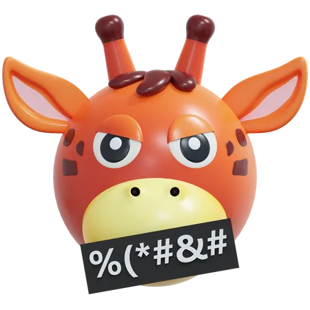 Bad Mouth Giraffe Emoticon  3D Icon