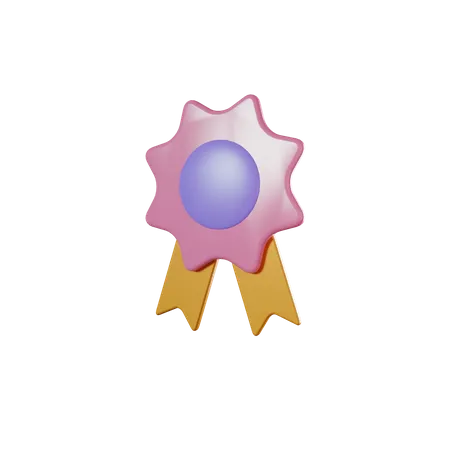 Winner Medal With Ribbon 3 D Render 3D Icon