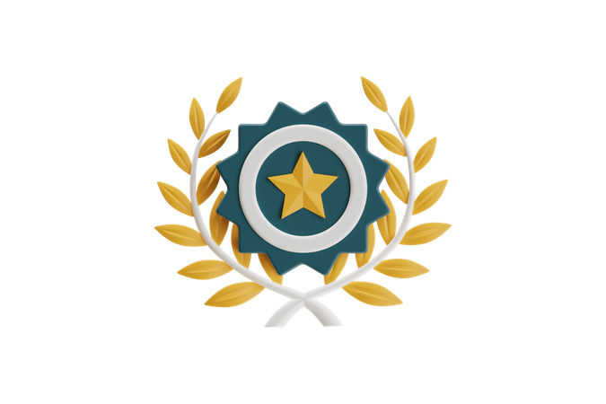 Badge de récompense avec couronne de laurier iconz  3D Icon