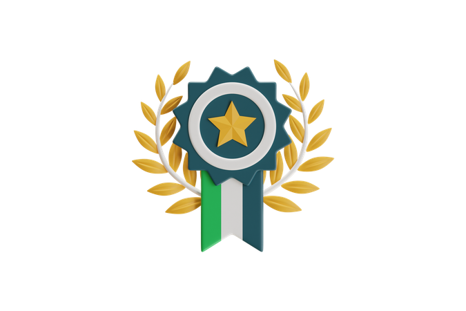 Insigne de récompense avec étoile et couronne de laurier  3D Icon