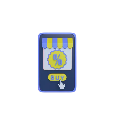 Badge de réduction de la boutique en ligne  3D Illustration