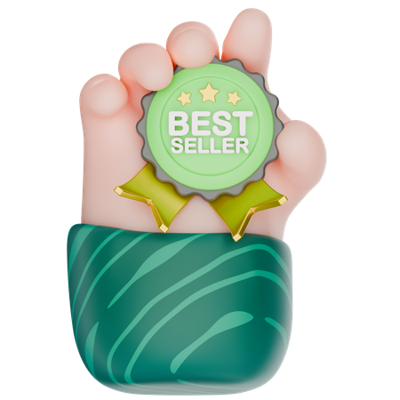 Badge de vente best-seller geste de la main  3D Icon