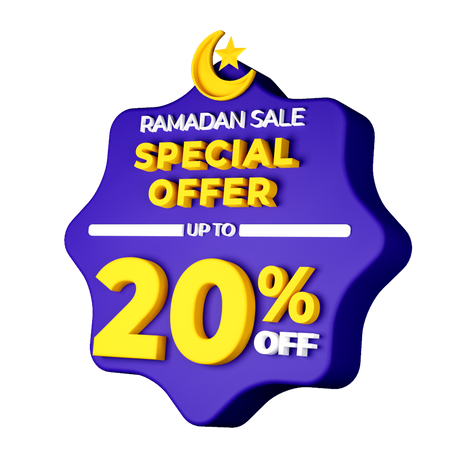 Badge de vente ramadan 20 pour cent  3D Icon