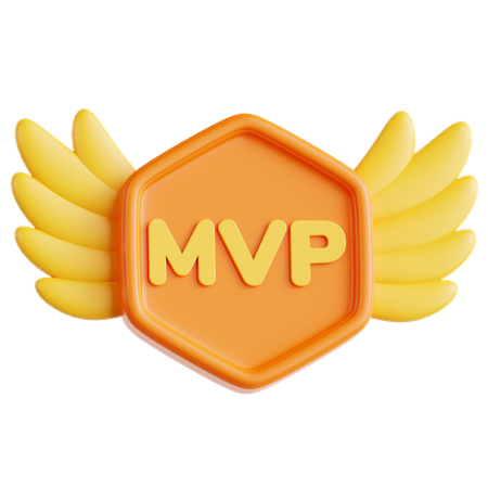 Badge de récompense MVP avec ailes de jeu  3D Icon