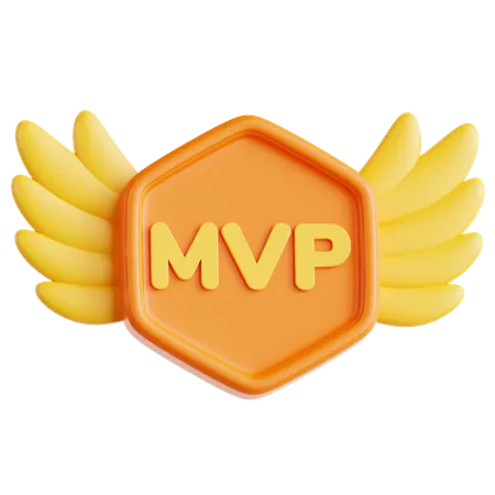 Badge de récompense MVP avec ailes de jeu  3D Icon