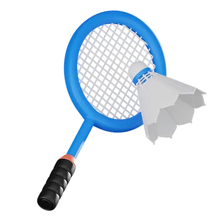 Badminton Racket And Shuttlecock Perfect For Showcasing The Intensity Of Sports Competitions The Skill Of Players And The Joy Of Recreational Activities 3 D Render Illustration 3D Icon