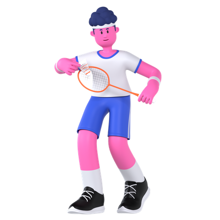 Badminton Player  3D Illustration