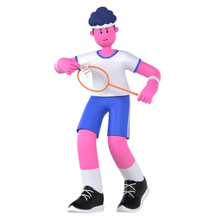 Badminton Player  3D Illustration