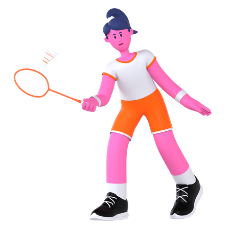 Badminton Player  3D Illustration