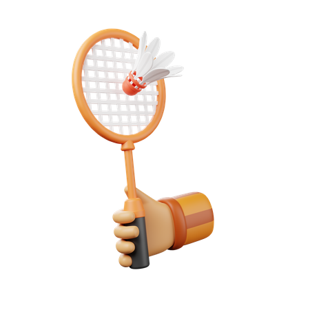 Badmintonschläger mit der Hand greifen  3D Icon