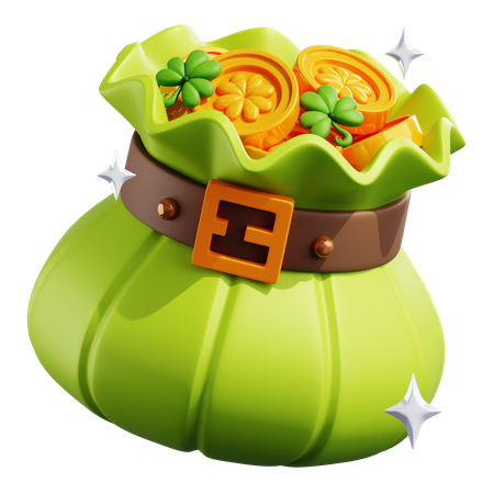 Bag Coin Saint Patrick  3D Icon