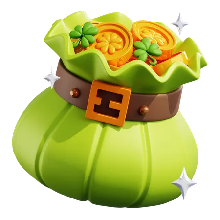 Bag Coin Saint Patrick  3D Icon