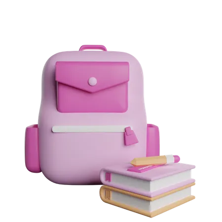 Bag with books  3D Illustration