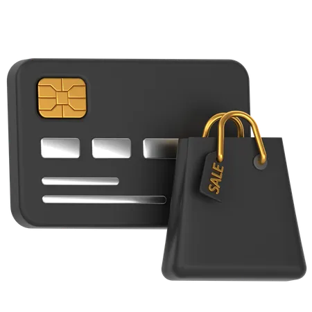 3 D Icon Of A Credit Card And A Bag 3D Icon