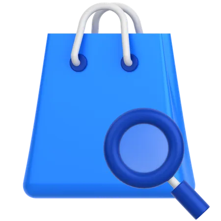 3 D Icon Of A Bag With Magnifier Sign 3D Icon
