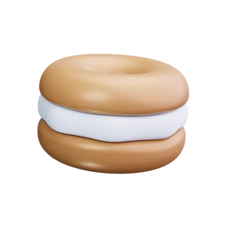 Bagel With Cream Cheese  3D Icon