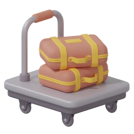 Baggage Cart Illustration 3D Icon
