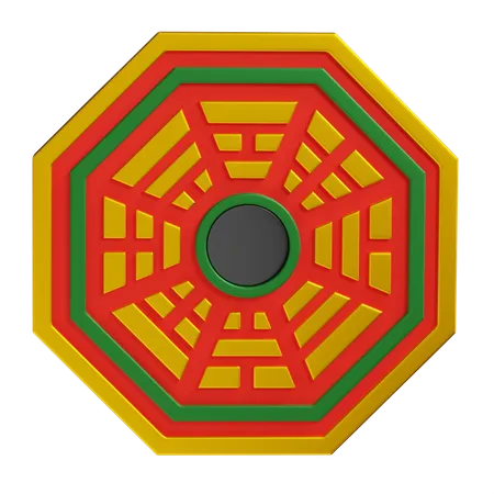 Bagua Feng Shui Mirror In Transparent Background 3 D Illustration 3D Icon