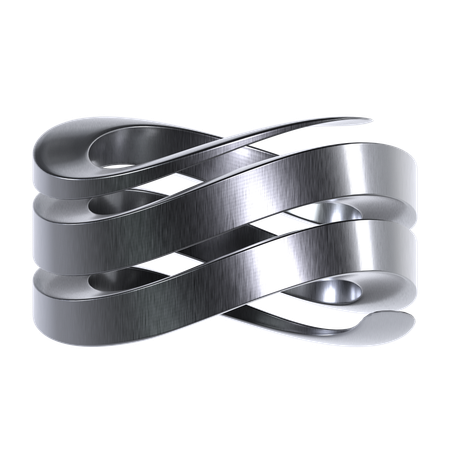 Bague forme abstraite chromée  3D Icon