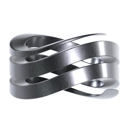 Bague forme abstraite chromée  3D Icon