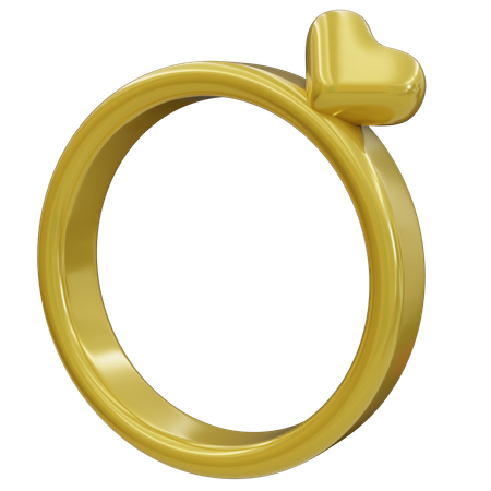 Bague élégante en or avec coeur  3D Icon