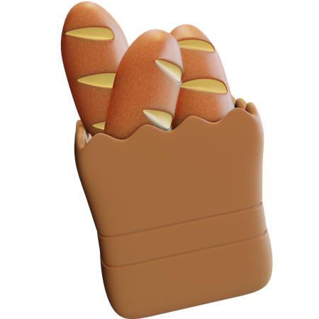 Baguette Bread Bag  3D Illustration