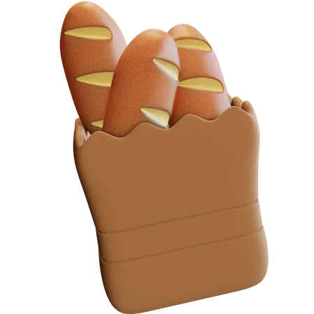 Baguette Bread Bag 3D Illustration