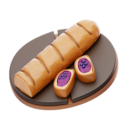 Baguette con mermelada  3D Icon