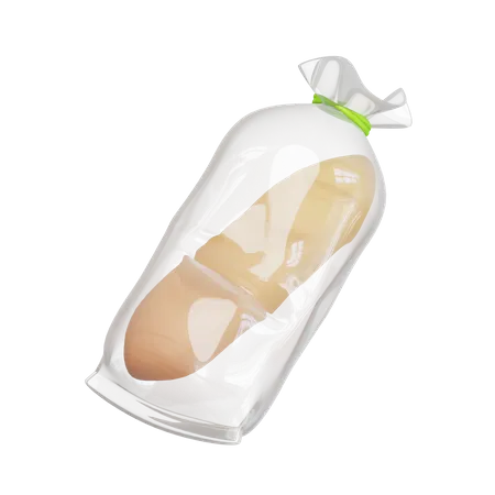 Baguette in einer Plastiktüte  3D Icon